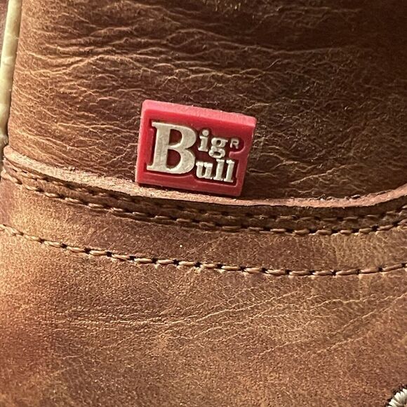 Womens Big Bull Brown Leather Floral Embroidered Cowboy Boot Made In Mex 24 US 7 - Picture 5 of 16